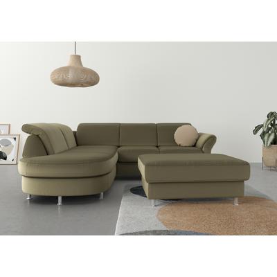Ecksofa SIT & MORE "Apulia L-Form", grün (olive), B:250cm H:78cm T:212cm, Webstoff (100% Polyester), Struktur weich (90% Polyester, 10% Polyamid), Luxus-Micofaser Euphoria (100% Polyester), Samtoptik (100% Polyester), Sofas, wahlweise Bettfunktion,... Image