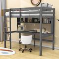 Harriet Bee Twin Size Loft Bed, Wood Loft Bed w/ Shelves & Desk in Gray | 72 H x 41 W x 77.5 D in | Wayfair C5D19991397847F8A85635CCFA40A6CA