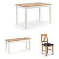 Julian Bowen Set of Coxmoor Dining Table, Bench & 2 Chairs, Ivory & Oak