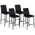 Lot de 4 tabourets romane en pvc noir design contemporain chaises de bar rembourrées - Noir