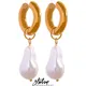 Yhpup – boucles d'oreilles en forme de cercle pour femmes Imitation de perles baroques en acier
