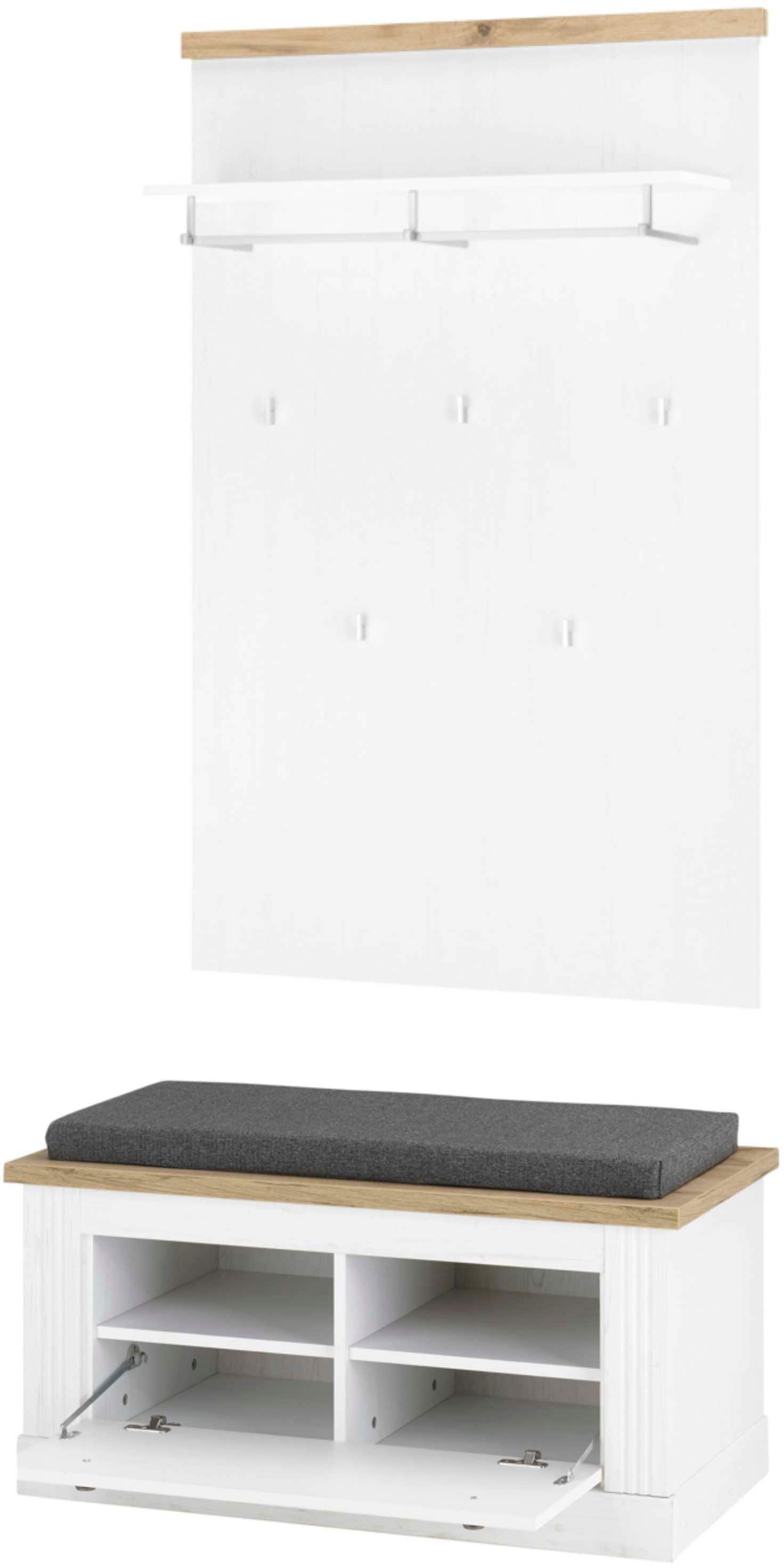 Garderoben-Set OTTO HOME "WESTMINSTER BESTSELLER", weiß (pinie weiß, wotan eiche), B:92cm H:200cm T:45cm, Kastenmöbel-Sets, im romantischen Landhausstil