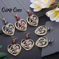 Cring Coco-Ensemble de collier pendentif coeur pour femme boucles d'oreilles goutte de fleur