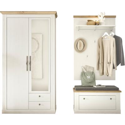 Garderoben-Set HOME AFFAIRE "WESTMINSTER TOPSELLER", pinie weiß, wotan eiche, B:220cm H:203cm T:46cm, Kastenmöbel-Sets, im romantischen Landhausstil Image