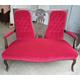 Antique Art Nouveau, 2 Seat Sofa/Settee with Mahogany Wood Frame and Cabriole Legs with Castors