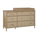 Little Seeds Shiloh Natural and Faux Rattan Wide 6 Drawer Convertible Dresser & Changing Table