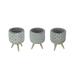 Set Of 3 Geometric Circle Design Cement Mini Planters With Wooden Legs - 4.25 X 3.25 X 3.25 inches