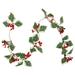 3.25' Holly and Berry Christmas Garland, Warm White LED Lights - Green