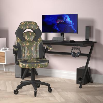 Office Gaming Chair with Skater Wheels & Flip Up Arms - LeatherSoft