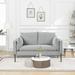 Modern Loveseat Sofa Linen Fabric Upholstered Couch Furniture Metal Legs Loveseat Couch with Usb Charging Ports & Two Pillows