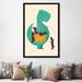 Zoomie Kids 'T-Rex & His Basketful of Wiener Dogs' - Wrapped Canvas Print, Wood in Black/Green/Orange | 60" H x 40" W x 1.5" D | Wayfair