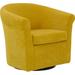 Barrel Chair - Mercury Row® Anstett 30.5" Wide Polyester Swivel Barrel Chair Wood/Fabric in Yellow | 30 H x 30.5 W x 27 D in | Wayfair