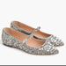 J. Crew Shoes | J.Crew Mary Jane Embellished Glitter Flats Sz 6.5 Nib | Color: Silver | Size: 6.5