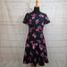 Kate Spade Dresses | Kate Spade Encore Rose Crepe Dress Size 8 Black Pink Nwt | Color: Black/Pink | Size: 8