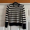 J. Crew Sweaters | J.Crew Women Black & White Strip Long Sleeve Crew Neck Pullover Sweater | Color: Black/White | Size: Os