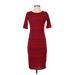 Lands' End Casual Dress - Sheath: Red Stripes Dresses - Women's Size X-Small