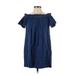 French Connection Casual Dress - Mini: Blue Print Dresses - Women's Size 0