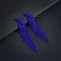 Boucles d'oreilles pompon longues colorées bleues de luxe pour femmes boucles d'oreilles pendantes