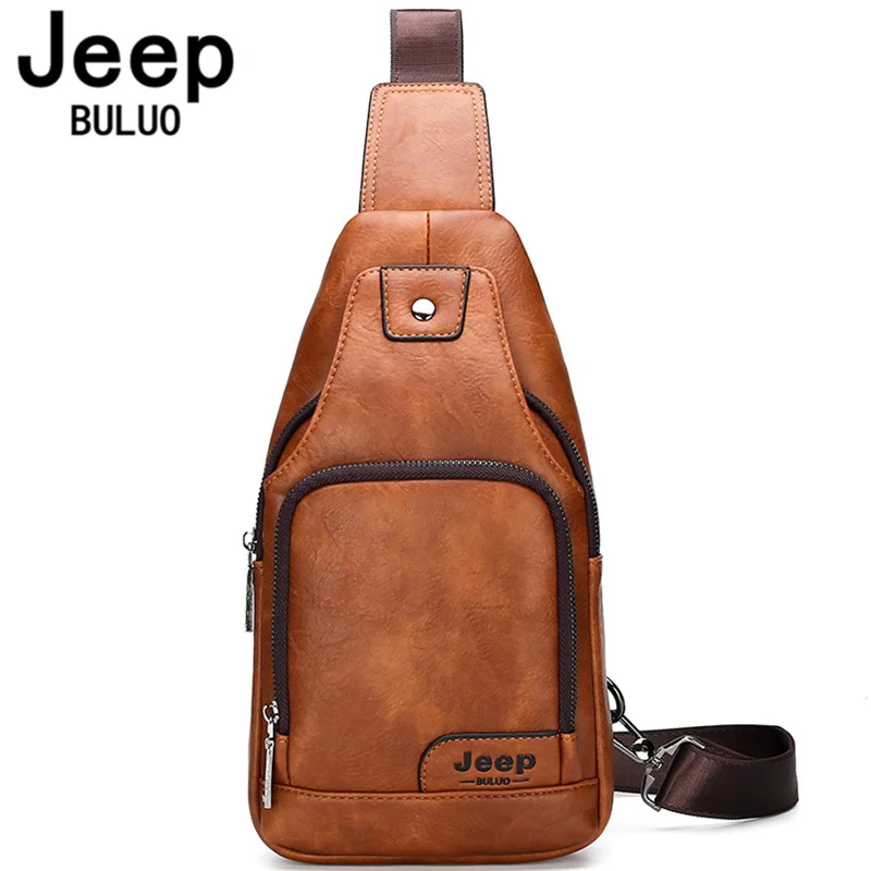 JEEP BULUO sacs à bandoulière hommes mode sac de poitrine décontracté court voyage messagers sac de poitrine hydrofuge sac à bandoulière mâle jeune