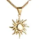 JOBest-Collier pendentif soleil en acier inoxydable pour homme Hip Hop Or Punk Rock Biker