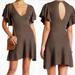 Free People Dresses | Free People Ruffle Sleeve Sweater Dress Size L | Color: Brown/Gray | Size: L