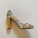J. Crew Shoes | J Crew Heels Chunky Metallic Snakeskin Round Toe Genuine Leather Animal Silver | Color: Gold/Silver | Size: 6.5