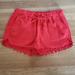 J. Crew Shorts | J. Crew Red Size X-Small Elastic Waist Shorts With Pom Pom Balls Trimmed Hem | Color: Red | Size: Xs