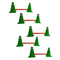 Kosma Pack of 15Pc Adjustable Agility Hurdle set - 10Pc Traffic Cones 9" with 12 holes Green colour, 5Pc Orange Hurdle Poles 40 cm Length - In Carry bag