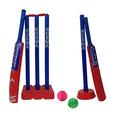 Kosma 2 Player’s Kwik Cricket Set | Junior Cricket Set with bag | 2 x Bats No.3 & 5 | 2 x Balls | Wicket Stump set with Bails | Single Stump | Red & Blue Color | Cricket Coaching Equipment