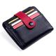 Echtes Leder, Funktionelle dreifach gefaltete Herren-Brieftasche mit Druckknopfverschluss Schwarz-Rot