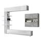 Dmora Wohnzimmerwand, Made in Italy, TV-Schrank, moderne Wohnzimmergarnitur, 295 x 30 h 197 cm, glänzendes Weiß und Zementfarbe