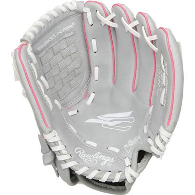 Rawlings Sure Catch 10.5" Youth Fastpitch Softball Glove - Left Hand Throw Gray/Pink