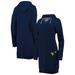 Women's Touch Navy West Virginia Mountaineers Quick Pass Lace-Up V-Neck Hoodie Dress