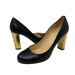 Kate Spade Shoes | Kate Spade Leslie Black Leather Gold Metallic Heels Size 8.5 Made In Italy | Color: Black/Gold | Size: 8.5