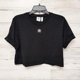 Adidas Tops | Adidas Black Short Sleeve Sporty Athletic Crop Top | Color: Black/White | Size: L