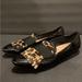 Kate Spade Shoes | Kate Spade Cayle Leapord Print Fringe Patent Leather Flats Sz 6 | Color: Black | Size: 6