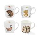 Royal Worcester Wrendale Designs 0.3 Litre Mug Set Owl Pheasant Cow and Squirrel Set of 4