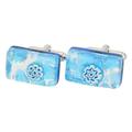 GlassOfVenice Murano Glass Venetian Classic Rectangular Cufflinks - Aqua Silver