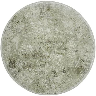 Teppich OCI DIE TEPPICHMARKE "BESTSELLER CAVA", grün (grün, grau), H:8mm Ø:160cm, Viskose, Teppiche, Fransenteppich, Glanz Viskose, Hoch Tief Struktur, mit Fransen, Wohnzimmer Image