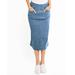 Blair Women's DenimEase™ Flat Waist Midi Skirt - Denim - 24W - Womens