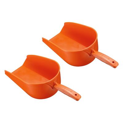 2Pcs Hand Scoop PP 9.1x3.1x4.1"Flour Sugar Cereal Shovel Feed Supplies Orange