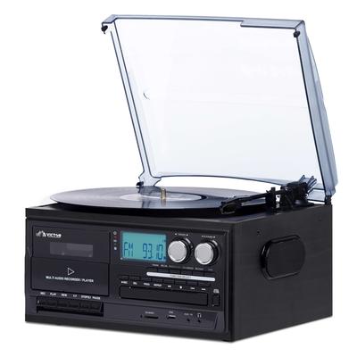 Victor Cosmopolitan 8-in-1 Turntable Music Center with Bluetooth, USB & Cassette