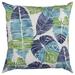 Blue Tropical Leaves Indoor Outdoor Throw Pillow