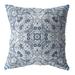 18" Light Blue Boho Ornate Indoor Outdoor Throw Pillow