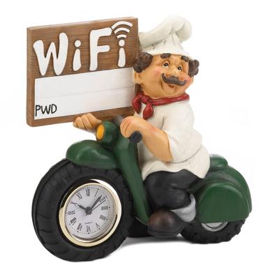 8.5" Black and White Chef with Wifi Sign and Clock