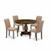 Red Barrel Studio® Acacia Solid Wood Dining Set Wood/Upholstered in Brown | 30 H x 48 W x 48 D in | Wayfair 8262BF24C764401C8940377C071FB81E