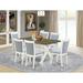 Gracie Oaks Dwann 7-PC Modern Dining Table Set - a Wooden Table w/ 6 Dining Chairs - Wire Brushed Linen White Finish Wood/Upholstered | Wayfair