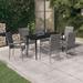 Winston Porter 7 Piece Patio Dining Set Black Metal in Gray | 29.1 H x 55.1 W x 27.6 D in | Wayfair C865CF1FDFFD462BB8CC64E7DAC928E9