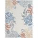 Blue/Brown 87 x 63 x 0.34 in Area Rug - Rosecliff Heights Madero Floral Machine Woven Area Rug in Ivory/Blue/Brown | Wayfair