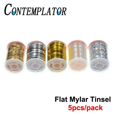 4/5pcs Plat Mylar Clinquant Mouche Fil Pour Classique Mouches 0.5mm/1mm largeur Flash Clinquant D'or